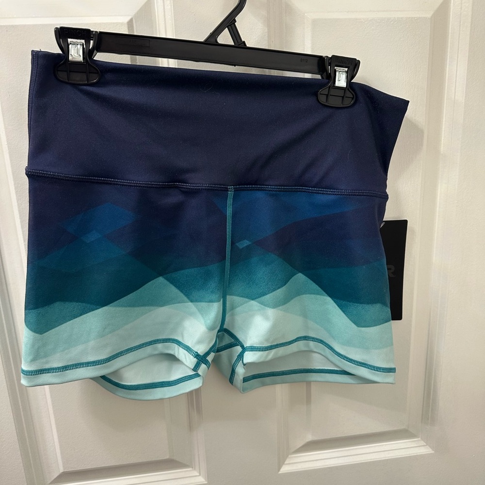 NWT TYR Women's Blue and Teal Athletic Shorts 2” High Rise
